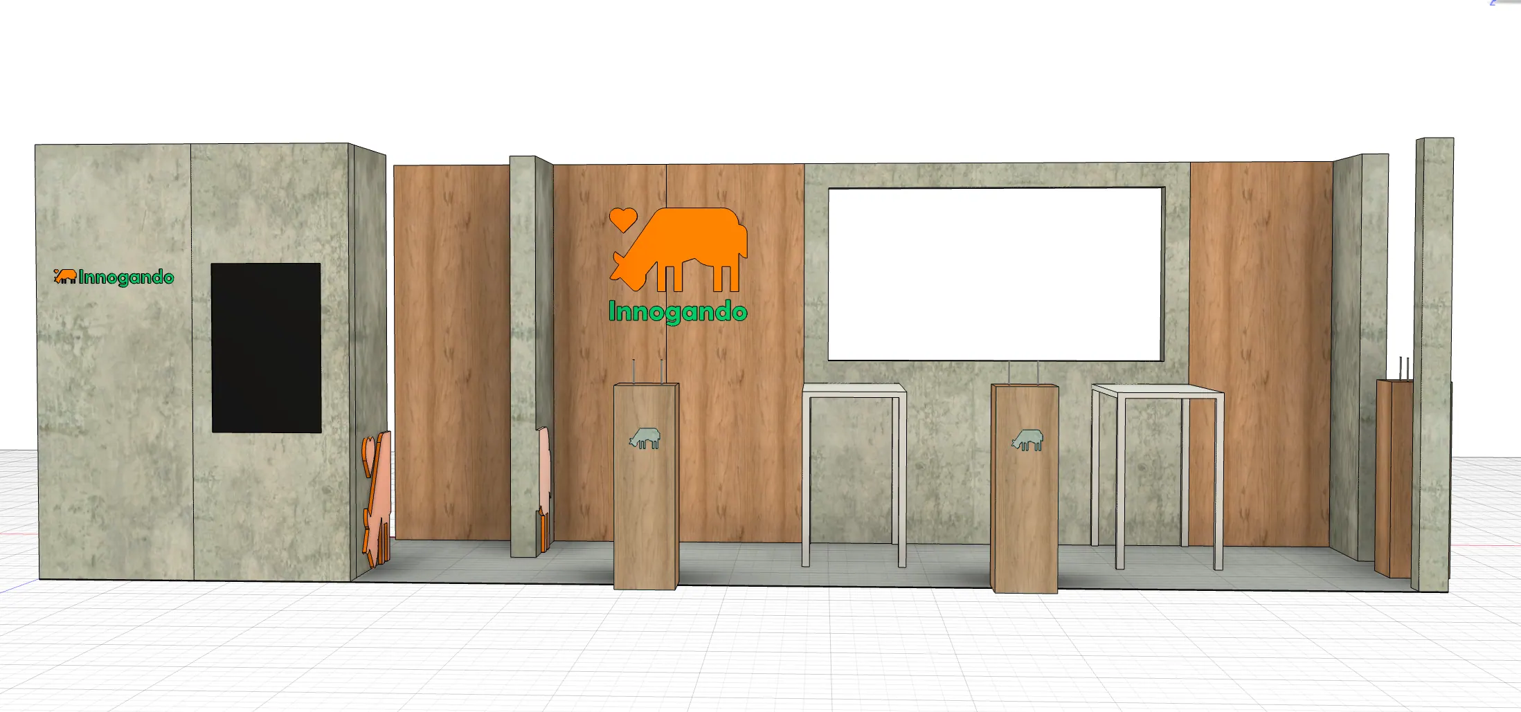 Render 3D del stand antes de fabricarlo
